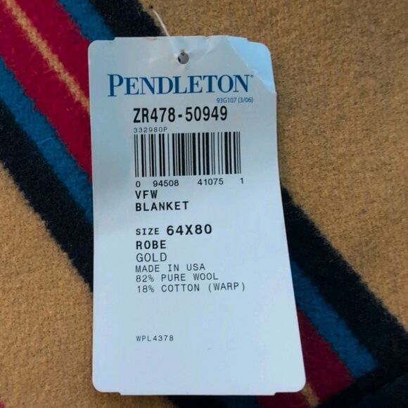 Pendleton Limited Edition Veterans of Foreign Wars Brown Blue Blanket NWT Throw - Picture 9 of 16